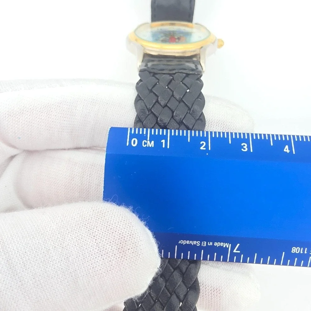 Vtg 1996 FOSSIL Watch Limited Edition Christmas Tree Holiday Black Leather 8